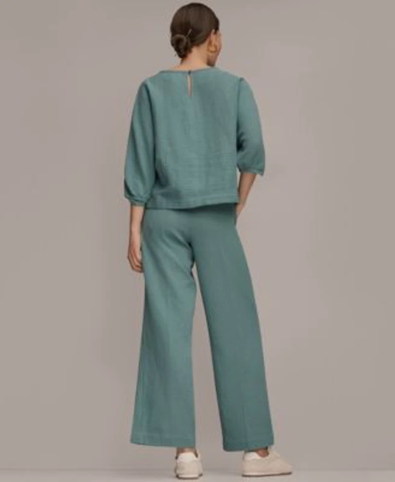 Donna Karan Weekend Womens Boat Neck Blouse Mid Rise Side Seam Pants