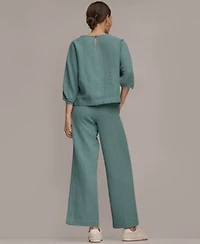 Donna Karan Weekend Womens Boat Neck Blouse Mid Rise Side Seam Pants