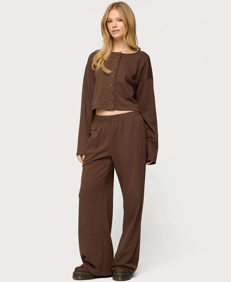 Edikted Women's Binah Wide Leg Terry Sweatpants