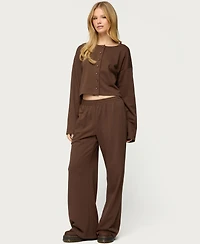 Edikted Women's Binah Wide Leg Terry Sweatpants