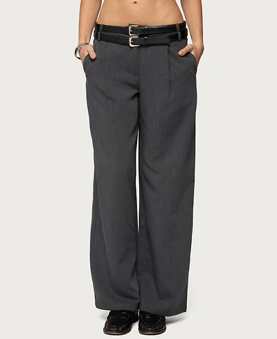 Edikted Women's Andy Double Belt Straight Leg Tailored Pants