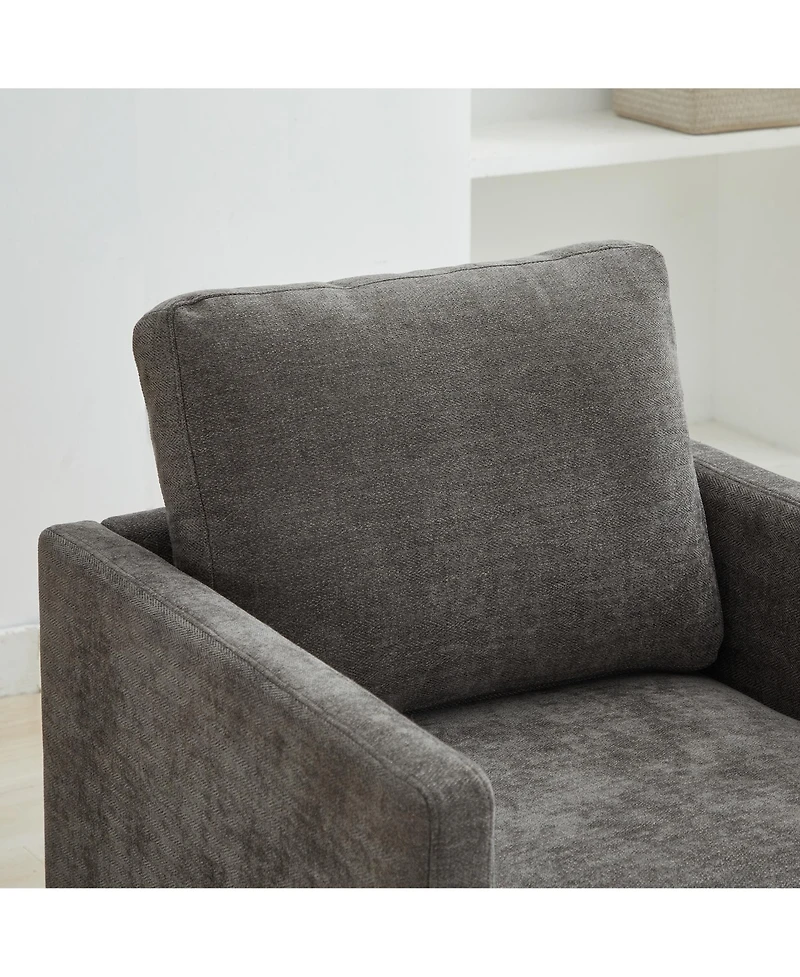 Clihome Square Swivel Accent Chair, Chenille Upholstered Leisure 360° Rotation Comfy Armchair