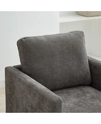 Clihome Square Swivel Accent Chair, Chenille Upholstered Leisure 360° Rotation Comfy Armchair