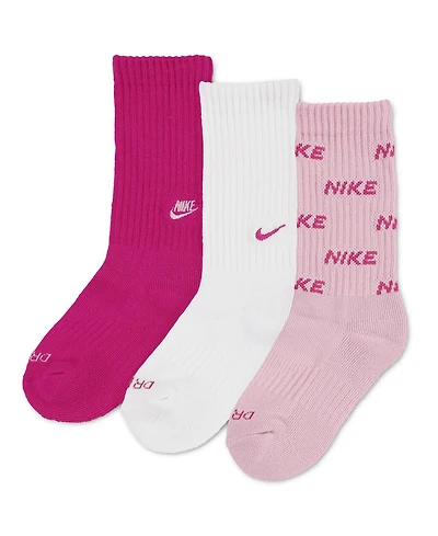Nike Kids' 5-7 Embroidered Logo Crew Socks, 3-Pack