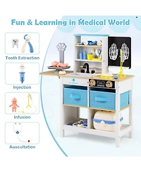 Mecale Wooden Play Doctor Office Medical Center Toy Set with Blackboard