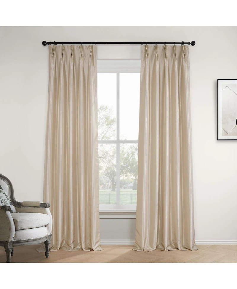 Half Price Drapes French Pleat Faux Silk Taffeta Blackout Curtain
