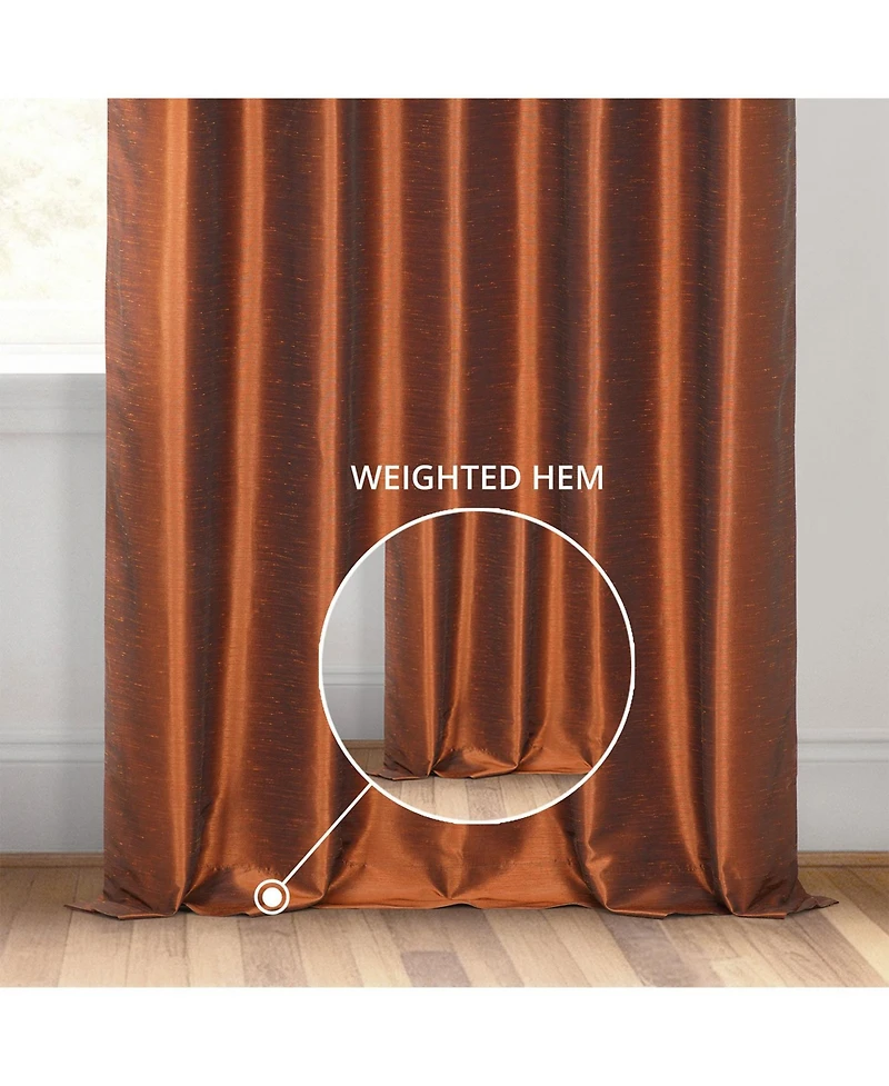 Half Price Drapes French Pleat Vintage Textured Faux Dupioni Silk Blackout Curtain