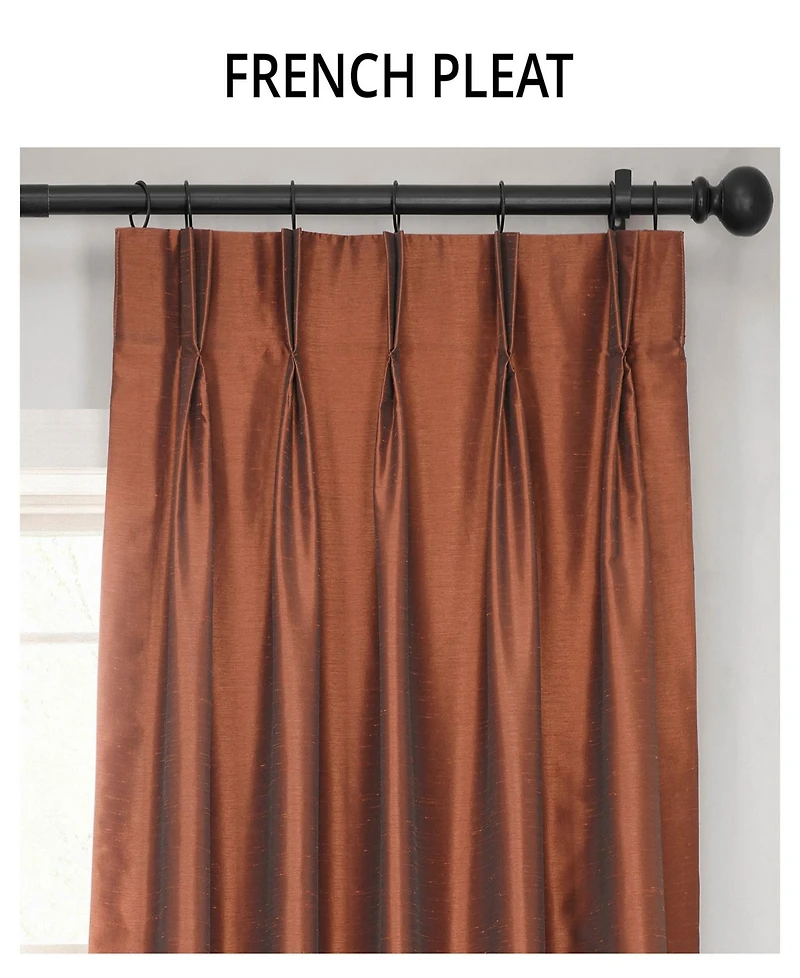 Half Price Drapes French Pleat Vintage Textured Faux Dupioni Silk Blackout Curtain