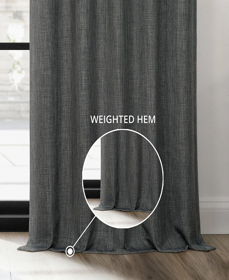 Half Price Drapes French Pleat Textured Faux Linen Room Darkening Curtain