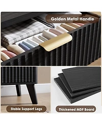 gaomon Fluted Dresser for Bedroom with 5 Deep Drawers, 47.2 in Tall Chest of Drawers, Curved Profile Design, Modern Wooden Dresser