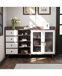 gaomon Sideboard Buffet Cabinet, 55" Kitchen Storage Cupboard with Drawer & Doors, Freestanding Pantry Tall Coffee Bar Table Adjust