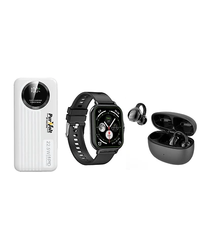 Pursonic Ultimate Mobile Essentials Bundle – Smart Watch, 10,000mAh Power Bank & True Wireless Earbuds