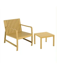 Flynama 2 Piece Indoor Outdoor Furniture Set with Chair Coffee Table Waterproof Pp Material Easy Assembly Patio Conversation Set