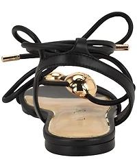 Guess Women's Tabell Strappy Gold Dome Tie-Up Flat Sandals