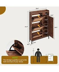 gaomon Shoe Cabinet Rattan with 3 Flip Drawers and 4-Tier Shoe Storage Cabinet