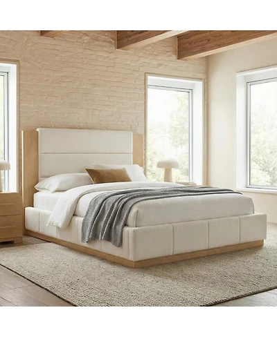 Streamdale Furniture Elegant Upholstered Platform Bed with Extended Headboard