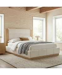 Streamdale Furniture Elegant Upholstered Platform Bed with Extended Headboard