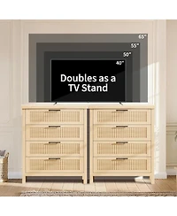 gaomon Fluted Dresser for Bedroom, Chest of Dressers 35.4" Tall Dresser for Closet with 4 Fluted Dressers Chest with Clothes Storage Cabinet