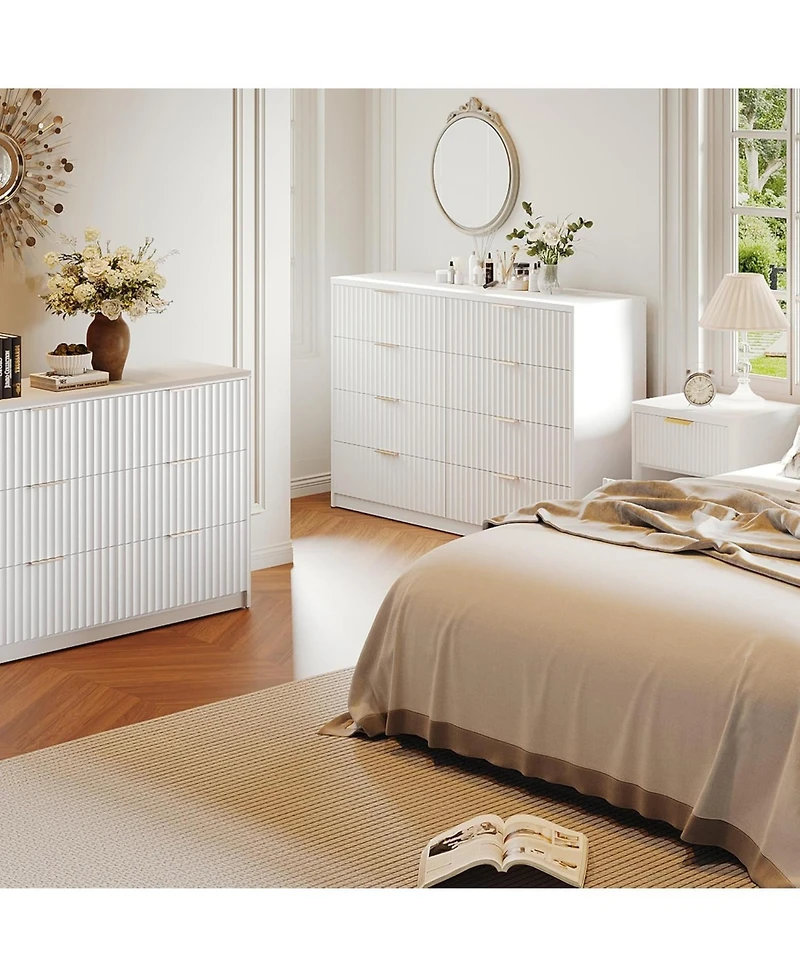 gaomon Fluted Dresser for Bedroom, 8 Drawer Double Dresser, Large Capacity & Anti-Tip