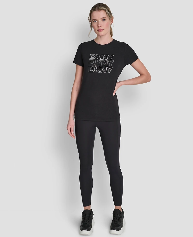 Dkny Sport Women's Triple Rhinestone Foil Logo T-Shirt