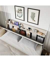 gaomon Queen Size Bed Frame, Upholstered Bed Frame with 4 Storage Drawers, Platform Bed Frame with Diamond Tufted Headboard, Wood Slat Support