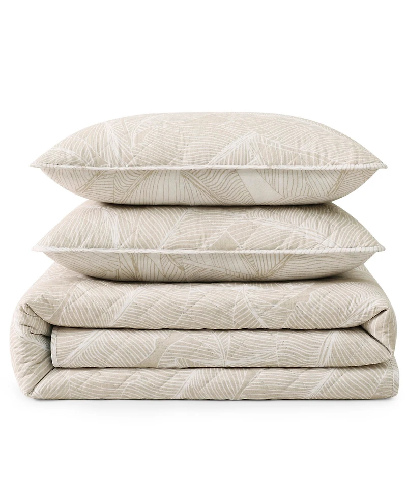 Tommy Bahama Home Pebble Palms Cotton Reversible 3-Pc. Quilt Set, Full/Queen