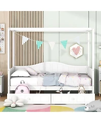 Streamdale Furniture Twin Size Canopy Day Bed with 2 Drawers