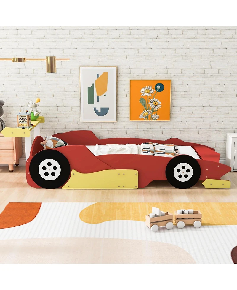 Streamdale Furniture Streamdale Twin Size Race Car-Shaped Platform Bed with Wheels