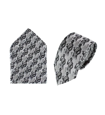 Trafalgar Men's Ambrose Dapper Night Silk Novelty Necktie and Pocket Square Set