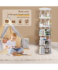 Rainsken 360° Rotating Bookshelf Tower, 5-Tier Round Vertical Storage Display Rack