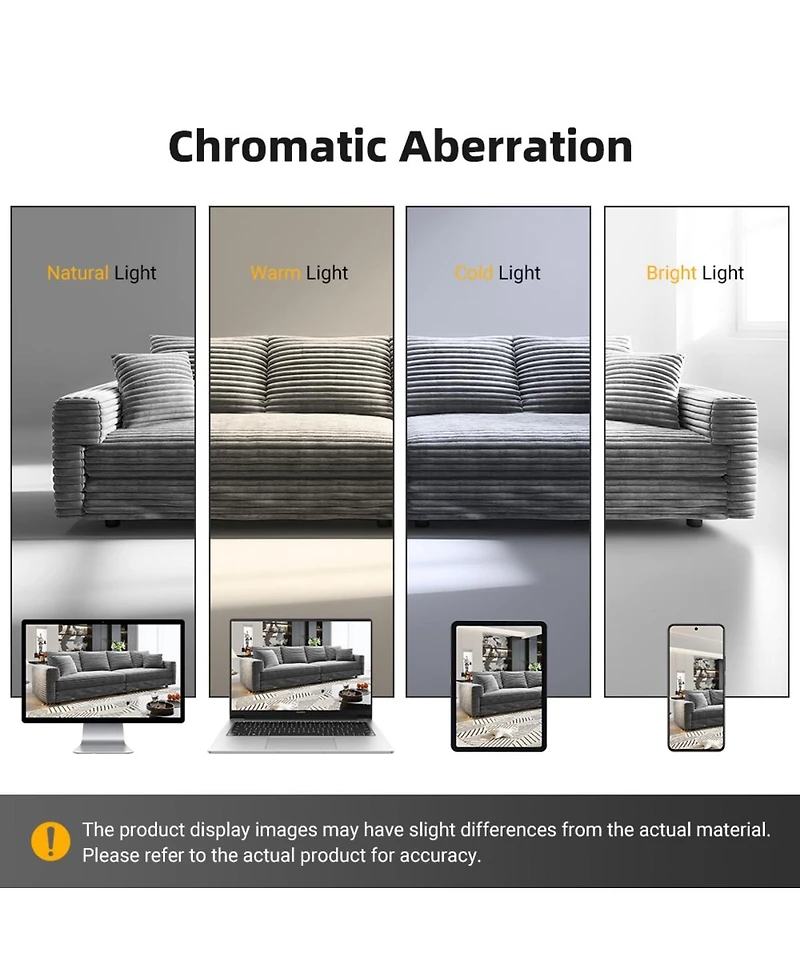 Streamdale Furniture 82.7" Plush Corduroy 3-Seat Sofa, Modern Comfy Upholstered Cloud Couch