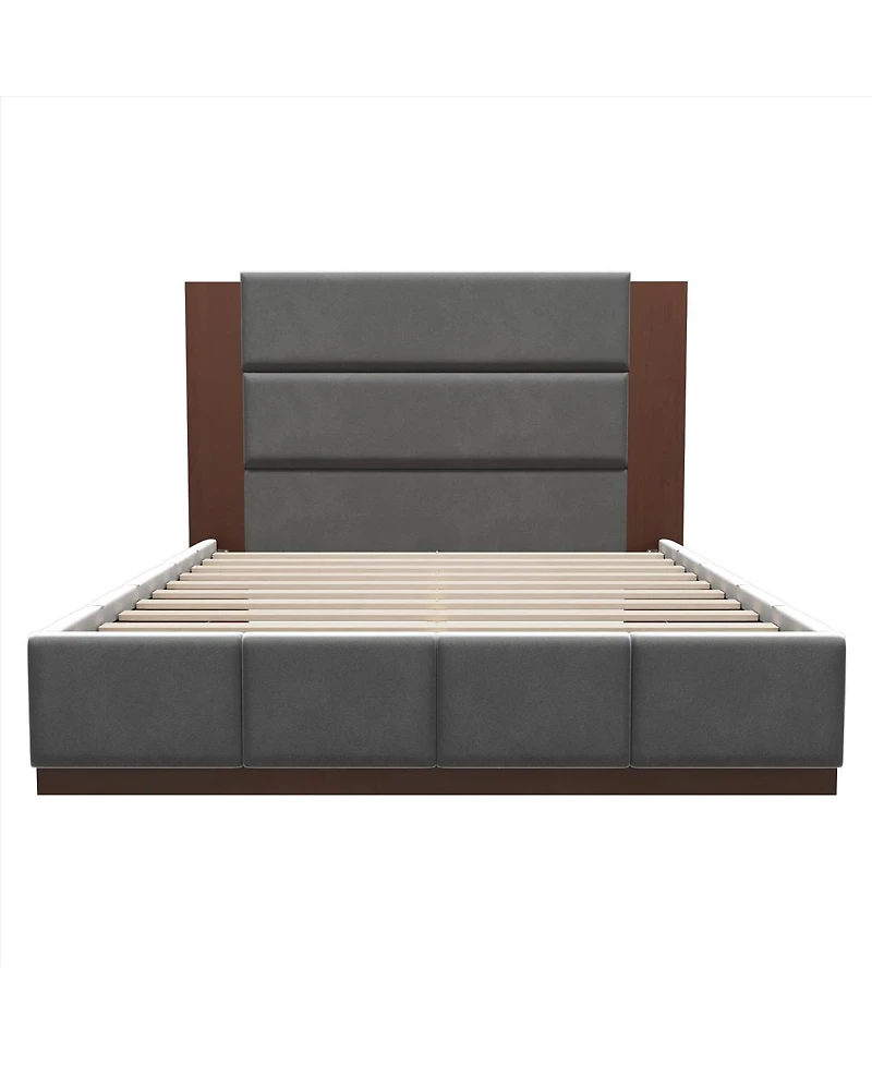 Streamdale Furniture Elegant Upholstered Platform Bed with Extended Headboard