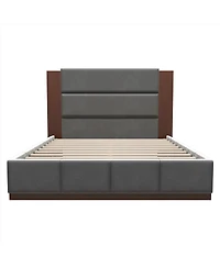 Streamdale Furniture Elegant Upholstered Platform Bed with Extended Headboard