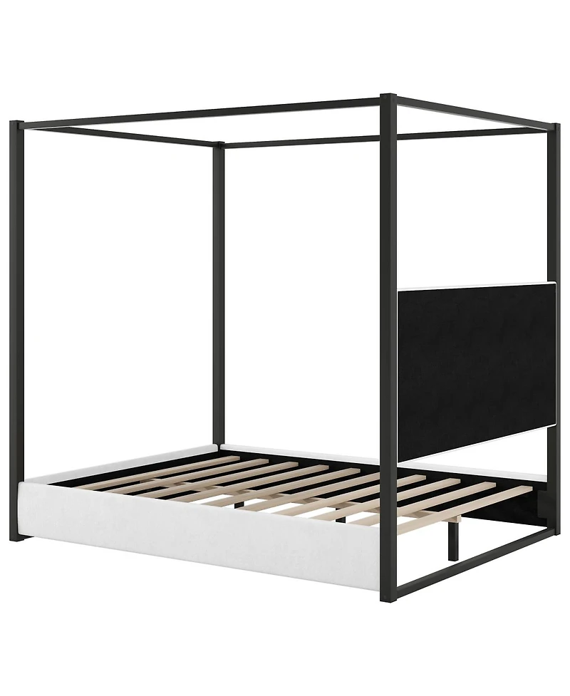 Streamdale Furniture Queen Size Upholstery Canopy Platform Bed with Headboard and Metal Frame