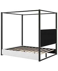 Streamdale Furniture Queen Size Upholstery Canopy Platform Bed with Headboard and Metal Frame
