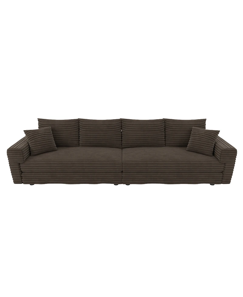 Streamdale Furniture 102" Plush Corduroy 4-Seat Sofa with Movable Ottoman