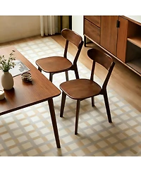 Streamdale Furniture Set of 2 100% Solid Wood Dining Chairs, Mid Century Modern Walnut Chairs.