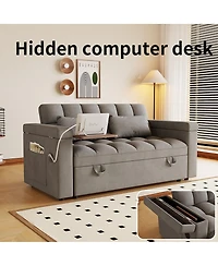 Streamdale Furniture 65-inch 3-in-1 foldable sofa bed with table, storage armrests