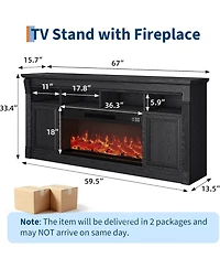 gaomon Farmhouse Fireplace Tv Stand, Entertainment Center with Open Storage Cabinets for TVs