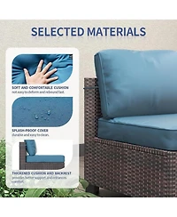 gaomon 7-Piece Outdoor Patio Furniture Set, All-Weather Polyethylene Rattan Sectional Sofa, Stylish Woven Design, Garden, Porch, Poolside