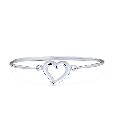 Bling Jewelry Romantic Open Heart Bangle Bracelet .925 Sterling Silver