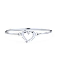 Bling Jewelry Romantic Open Heart Bangle Bracelet .925 Sterling Silver