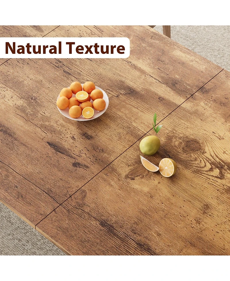 gaomon 79" Large Dining Table for 6–8 People, 0.6" Thick Wooden Top Sturdy Metal Legs , Family-Safe Rounded Corners