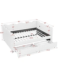 Streamdale Furniture Streamdale Cozy Gingham Daybed with Storage Drawers