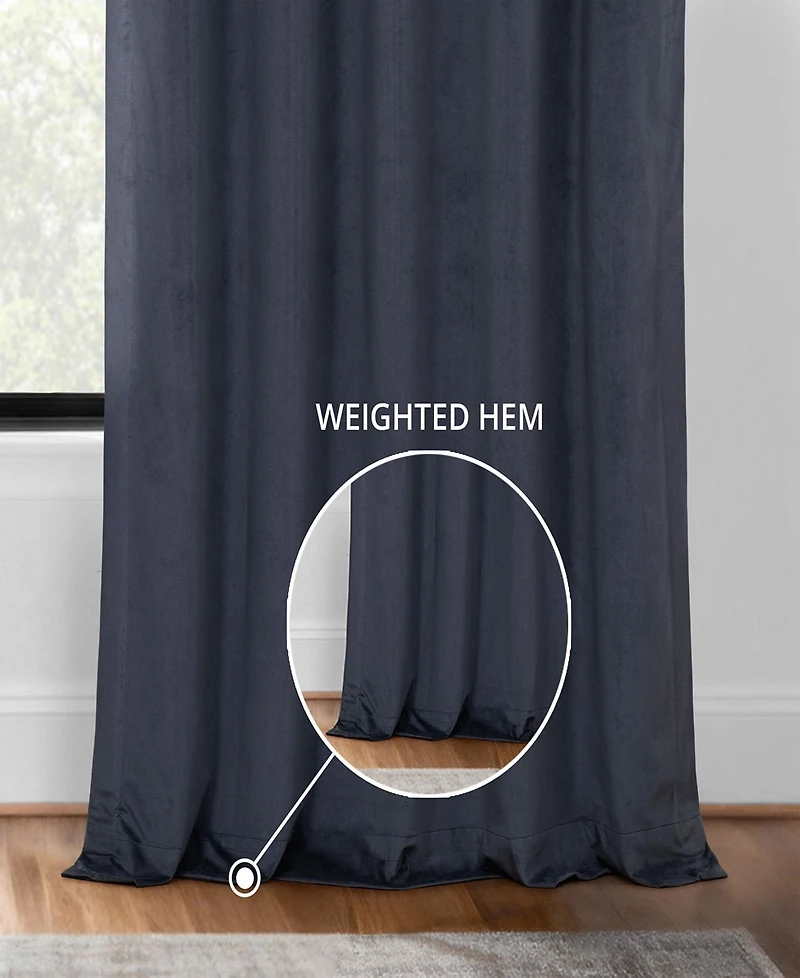 Half Price Drapes Distance Blue Grey Grommet Signature Velvet Blackout Curtain