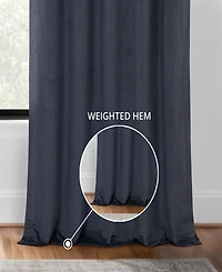 Half Price Drapes Distance Blue Grey Grommet Signature Velvet Blackout Curtain