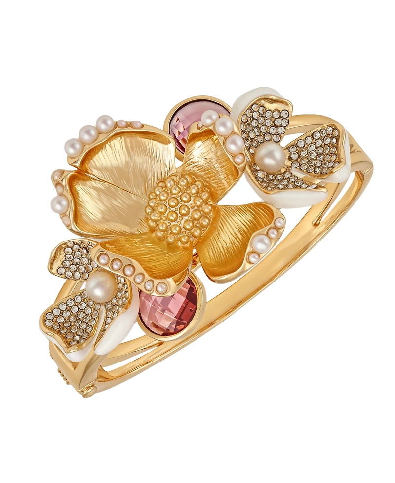 Guess Side Hinge Floral Statement Bracelet