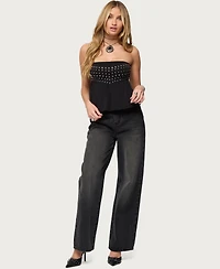 Edikted Women's Alease Stud & Grommet Strapless Top