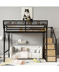 Streamdale Furniture Loft Bed with Stairs & Storage