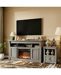 gaomon 58" Fireplace Tv Stand with 36" Electric Fireplace & Storage